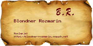 Blondner Rozmarin névjegykártya
